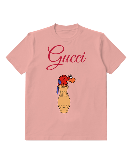 Blush Pink Red Parrot Peanut Shell Graphic T-Shirt - front product view