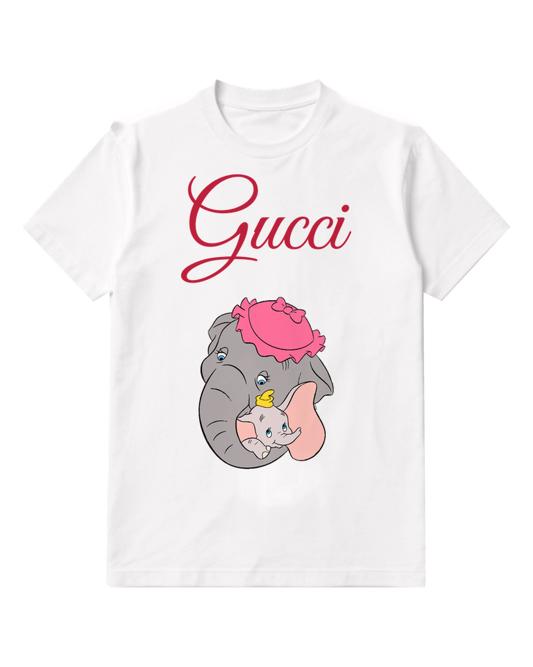White Mother Elephant Cradles Baby Elephant Graphic T-Shirt - front product view