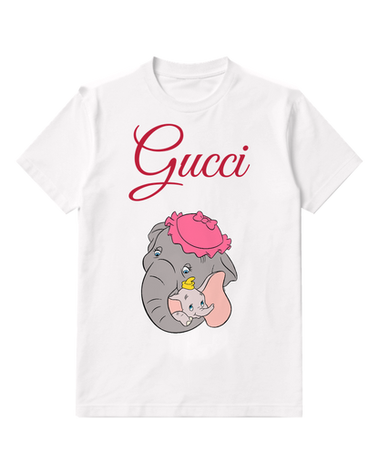 White Mother Elephant Cradles Baby Elephant Graphic T-Shirt - front product view