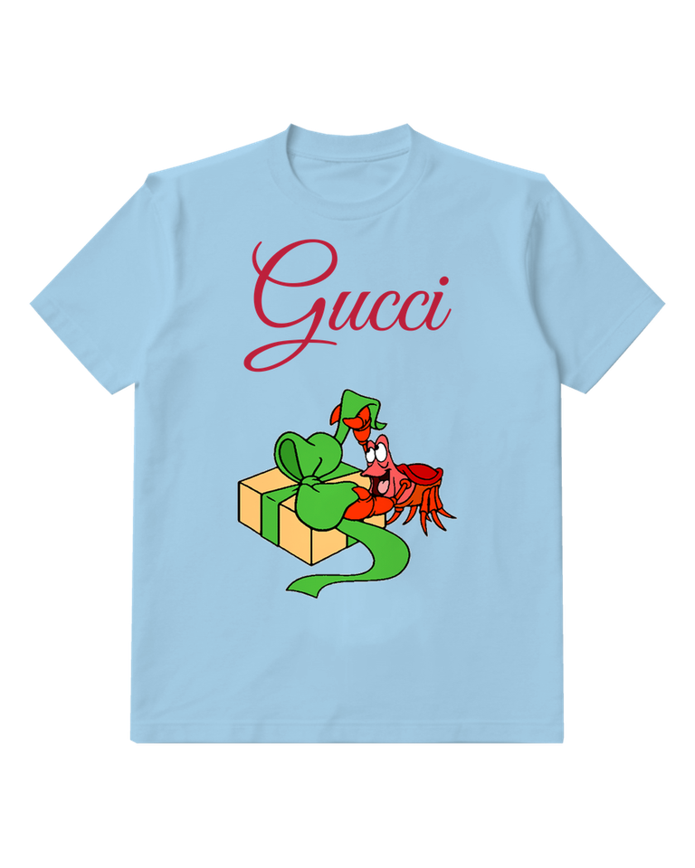 Sky Blue Red Bird Wrapped Gift Graphic T-Shirt - front product view