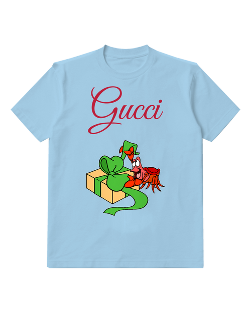 Sky Blue Red Bird Wrapped Gift Graphic T-Shirt - front product view
