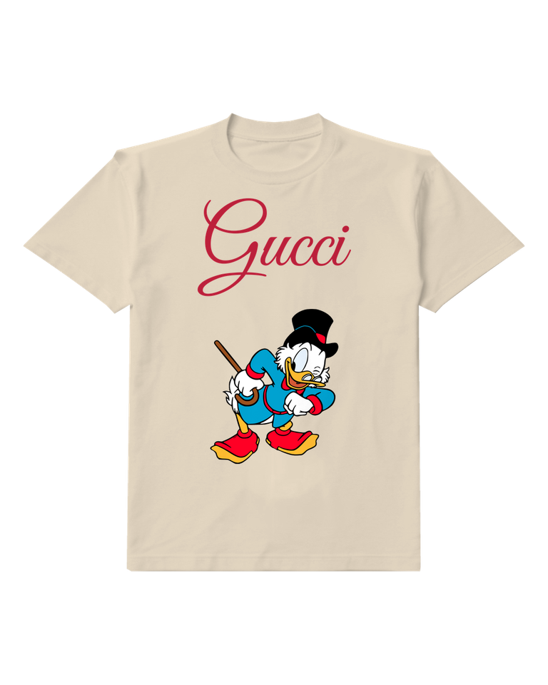 Ivory Top Hat Duck With Blue Coat Graphic T-Shirt - front product view