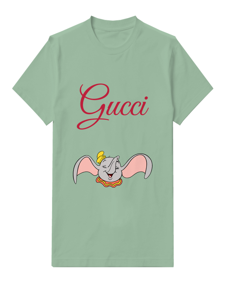Sage Green Elephant Wide Ear Portrait Graphic T-Shirt - front product view