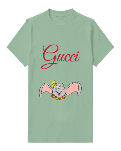 Sage Green Elephant Wide Ear Portrait Graphic T-Shirt - front product view