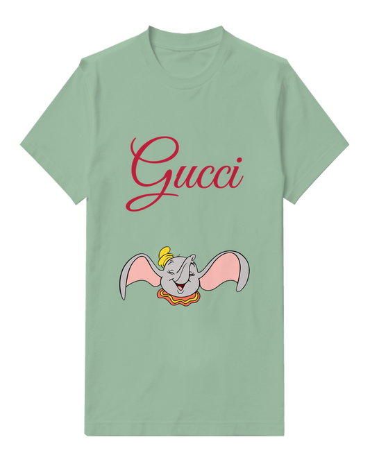 Sage Green Elephant Wide Ear Portrait Graphic T-Shirt - front product view