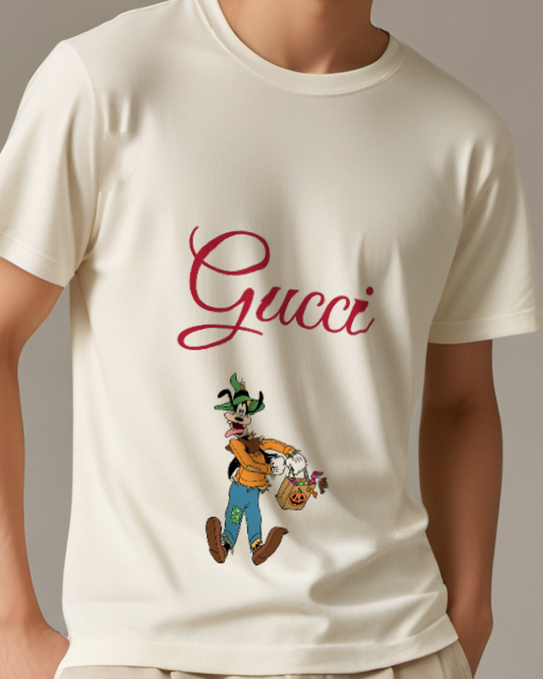Ivory Dog Carrying Food Platter Graphic T-Shirt - model wearing view