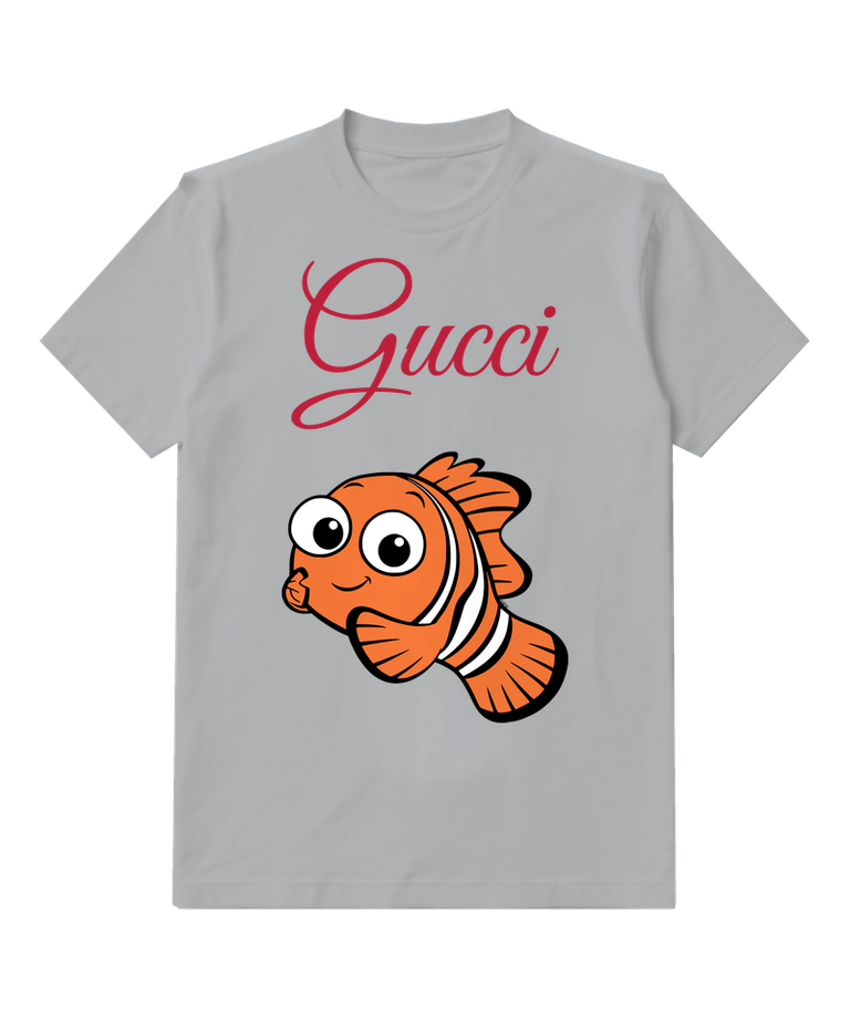 Light Gray Orange Clownfish Graphic T-Shirt - front product view