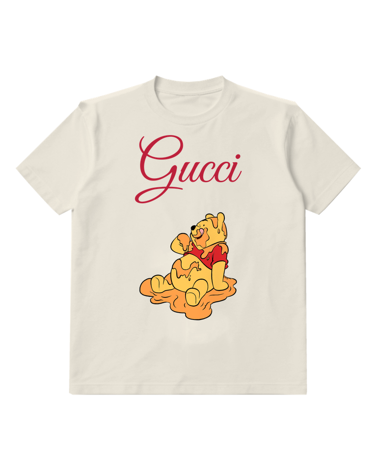 Light Gray Honey Covered Bear Sitting Graphic T-Shirt - front product view