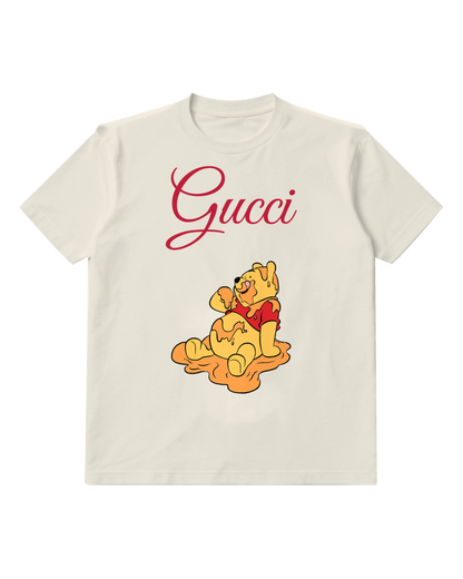Light Gray Honey Covered Bear Sitting Graphic T-Shirt - front product view