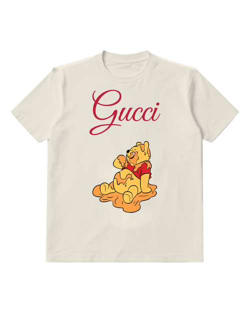 Light Gray Honey Covered Bear Sitting Graphic T-Shirt - front product view