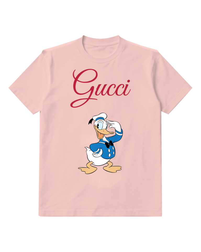Blush Pink Donald Duck Saluting With Hand Graphic T-Shirt - front product view