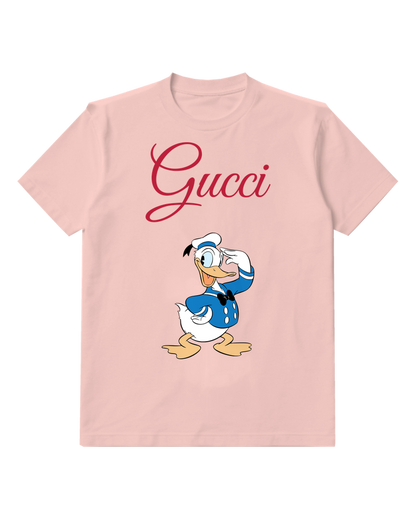 Blush Pink Donald Duck Saluting With Hand Graphic T-Shirt - front product view