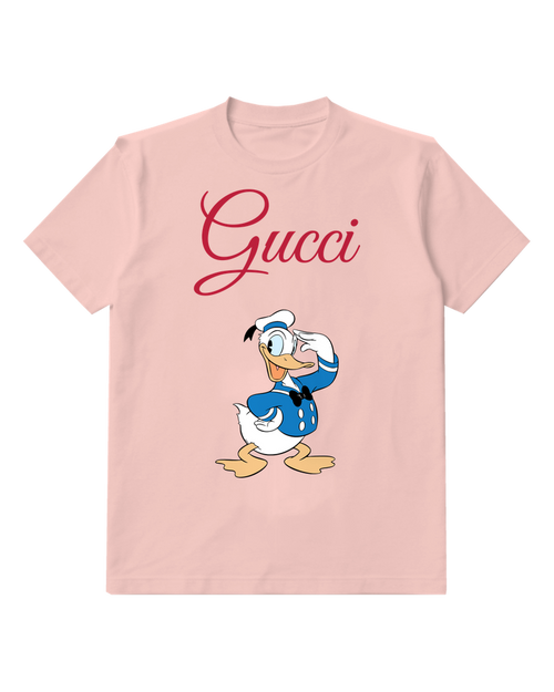 Blush Pink Donald Duck Saluting With Hand Graphic T-Shirt - front product view