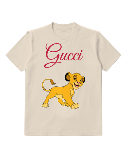 Ivory Profile Walking Lion Cub Graphic T-Shirt - front product view
