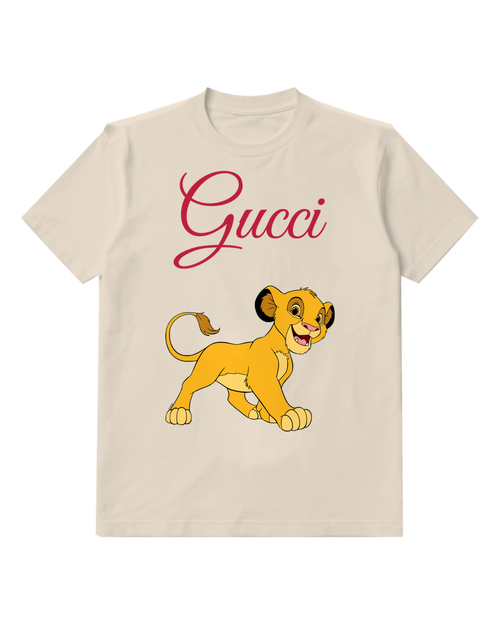 Ivory Profile Walking Lion Cub Graphic T-Shirt - front product view
