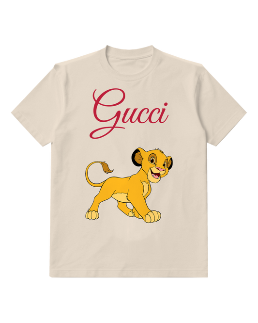 Ivory Profile Walking Lion Cub Graphic T-Shirt - front product view