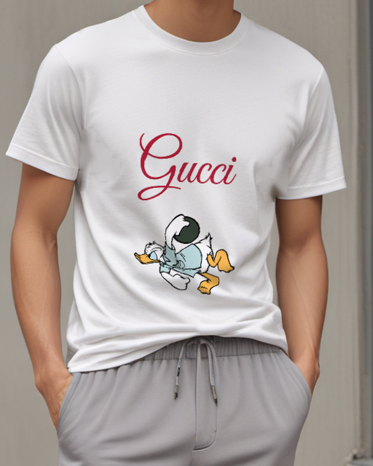White Donald Duck Bowling Graphic T-Shirt - model wearing view