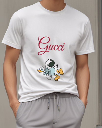 White Donald Duck Bowling Graphic T-Shirt - model wearing view