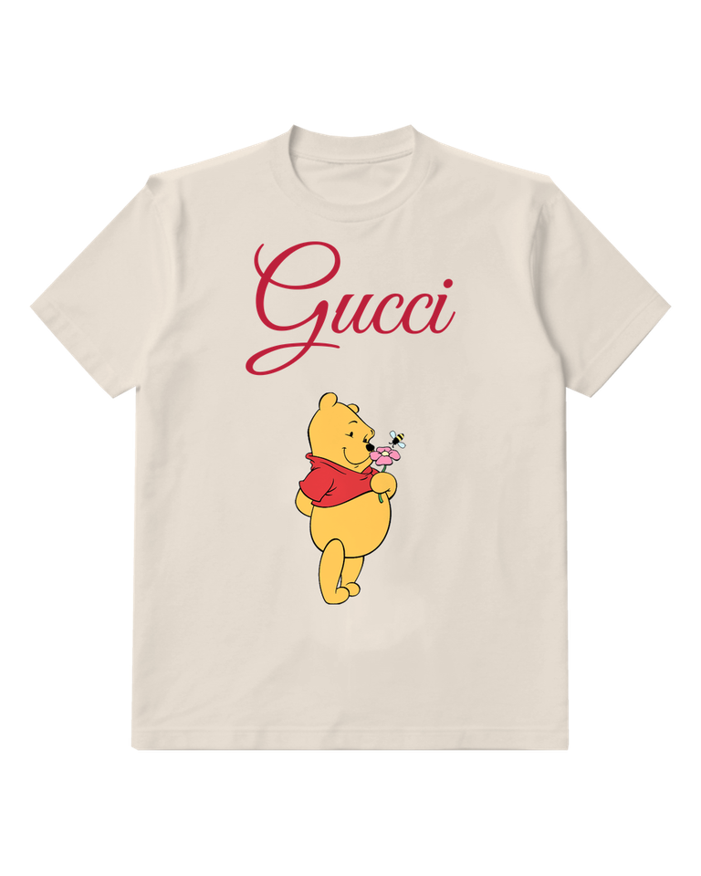 Ivory Winnie The Pooh Holding A Flower Graphic T-Shirt - front product view