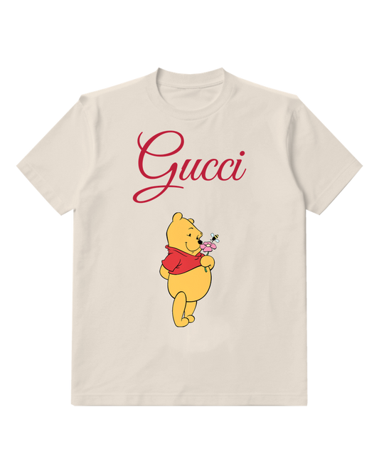 Ivory Winnie The Pooh Holding A Flower Graphic T-Shirt - front product view