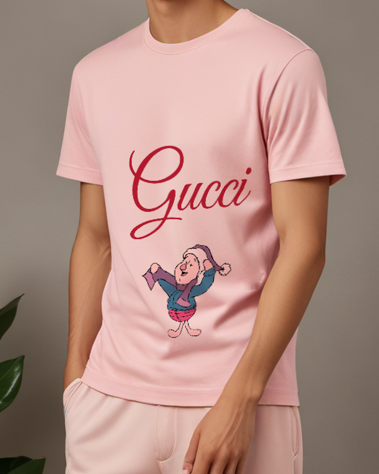 Blush Pink Piglet Dancing In Winter Gear Graphic T-Shirt - model wearing view