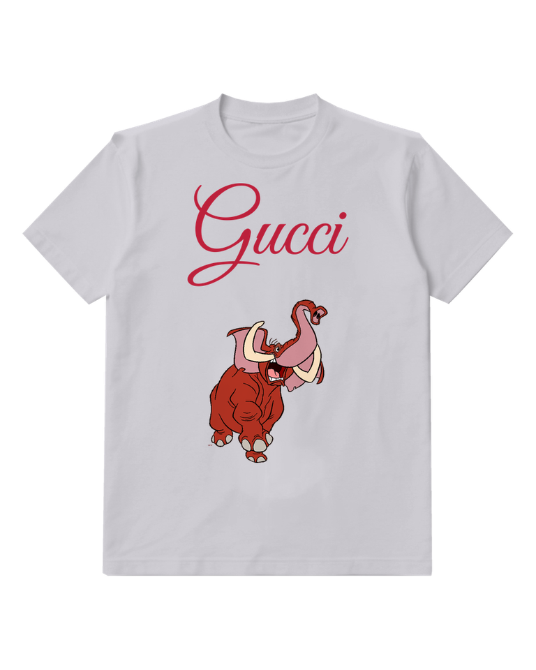 Light Gray Tantor Roaring Elephant Pink And Red Graphic T-Shirt - front product view