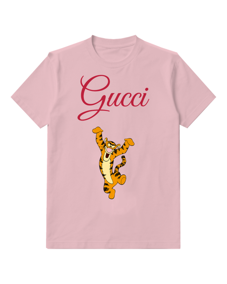 Blush Pink Dancing Striped Tiger Graphic T-Shirt - front product view