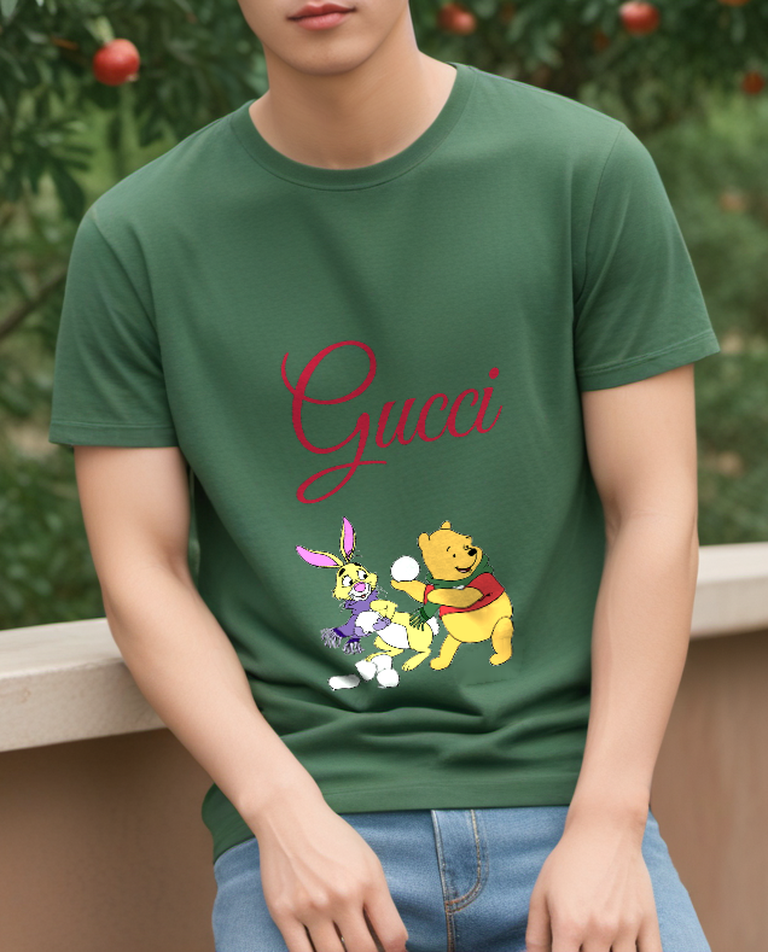 Sage Green Bear and Woodland Friends Graphic T-Shirt - styled view 1