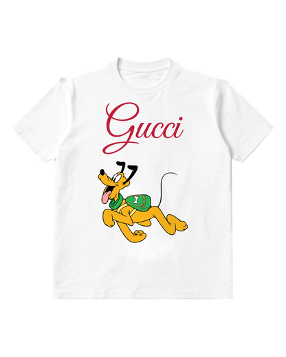 White Running Dog Green Sweater Graphic T-Shirt - front product view