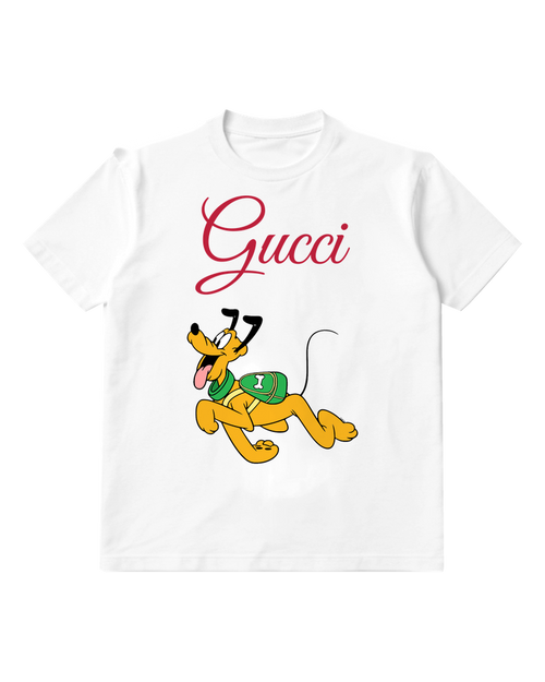 White Running Dog Green Sweater Graphic T-Shirt - front product view