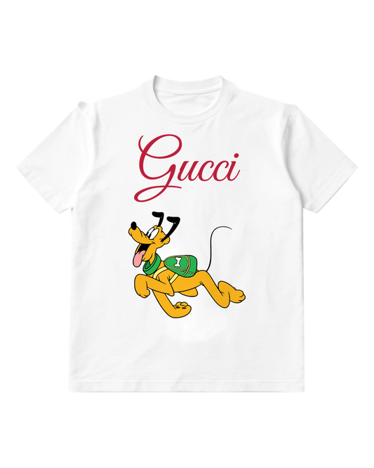 White Running Dog Green Sweater Graphic T-Shirt - front product view