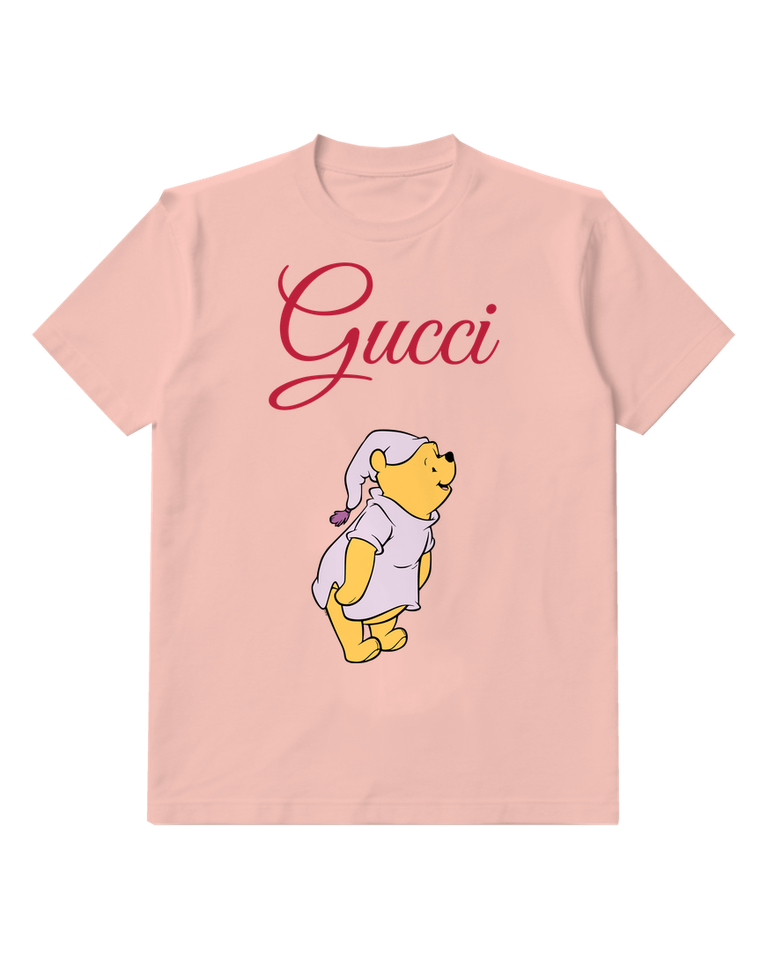 Blush Pink Winnie The Pooh In Pajamas Standing Graphic T-Shirt - front product view
