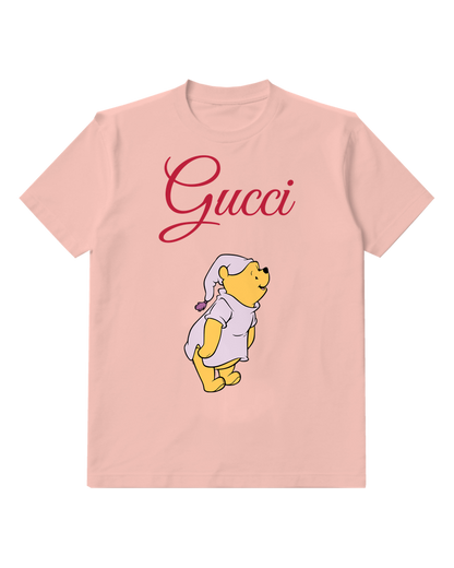 Blush Pink Winnie The Pooh In Pajamas Standing Graphic T-Shirt - front product view