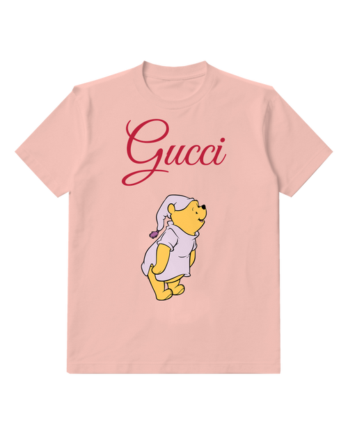 Blush Pink Winnie The Pooh In Pajamas Standing Graphic T-Shirt - front product view