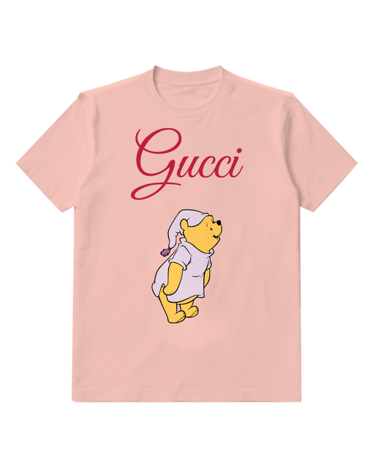 Blush Pink Winnie The Pooh In Pajamas Standing Graphic T-Shirt - front product view