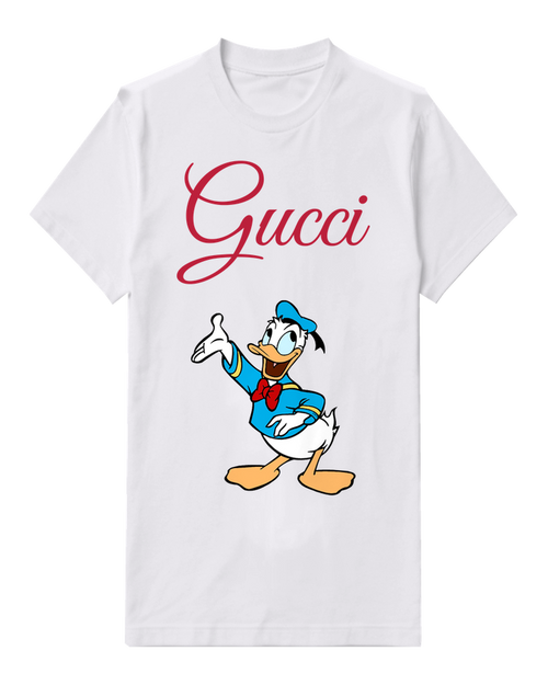 White Donald Duck Waving Hand Graphic T-Shirt - front product view