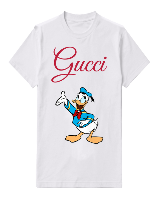 White Donald Duck Waving Hand Graphic T-Shirt - front product view