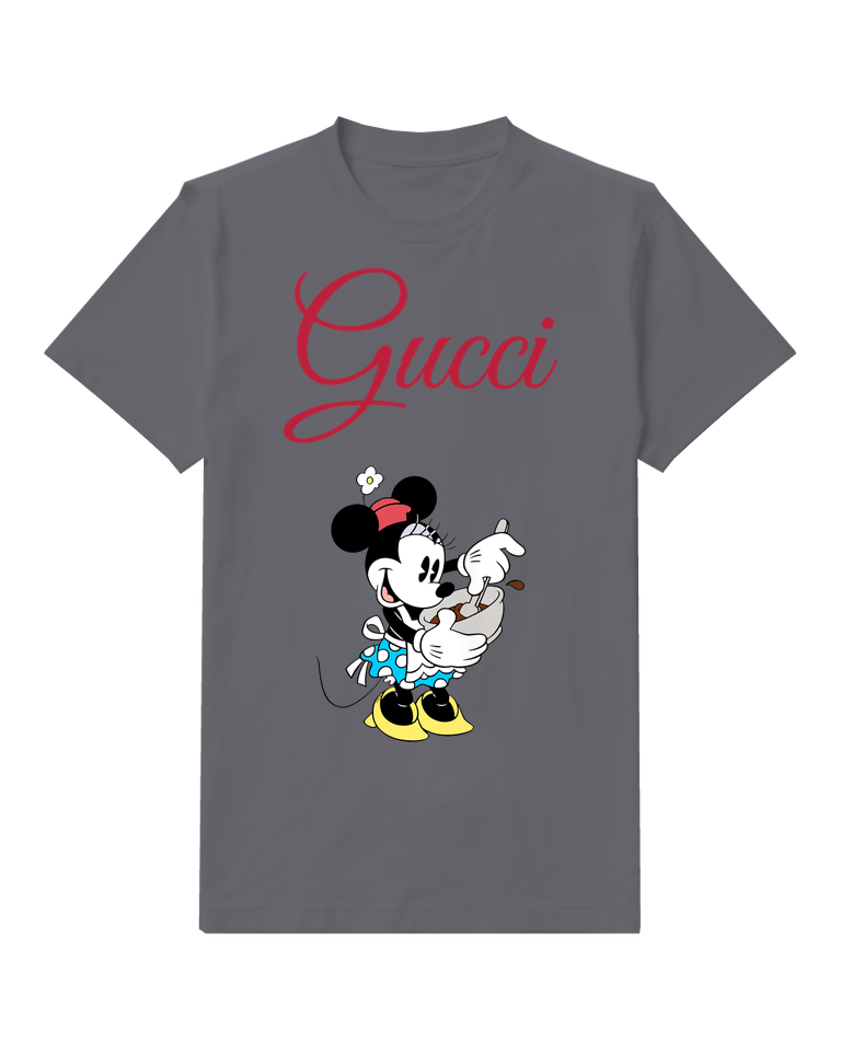 Charcoal Gray Minnie Mouse Stirring Bowl Graphic T-Shirt - front product view