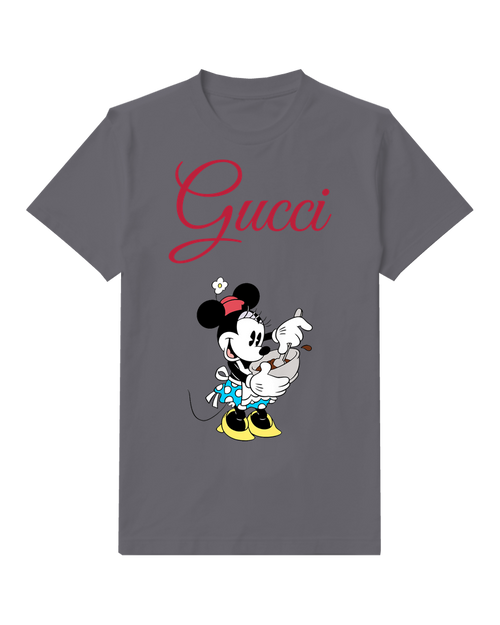 Charcoal Gray Minnie Mouse Stirring Bowl Graphic T-Shirt - front product view