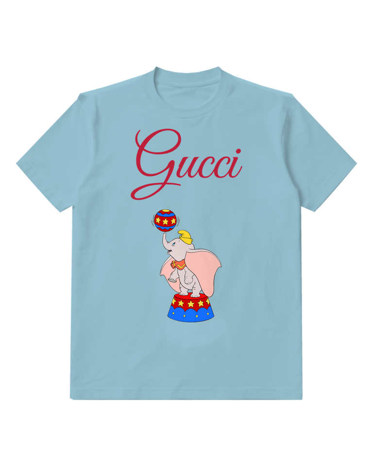 Sky Blue Pink Caped Elephant Ball Graphic T-Shirt - front product view
