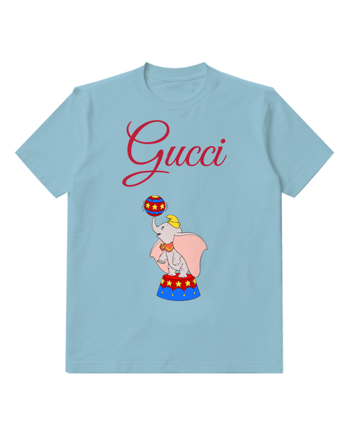 Sky Blue Pink Caped Elephant Ball Graphic T-Shirt - front product view
