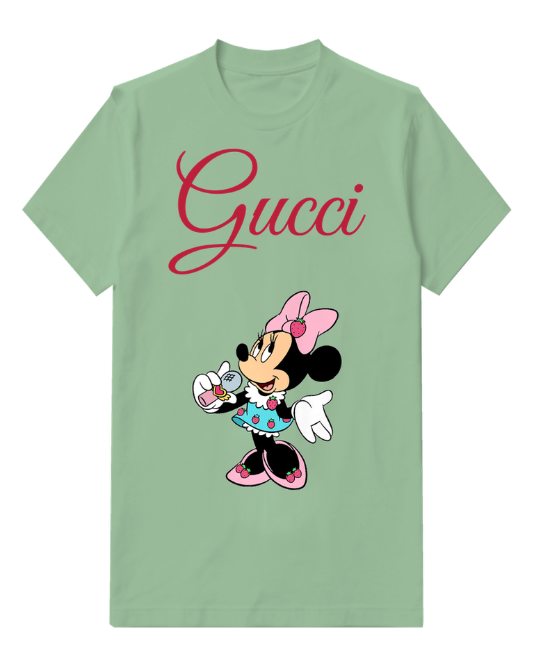 Sage Green Minnie Mouse Singing With Microphone Graphic T-Shirt - front product view