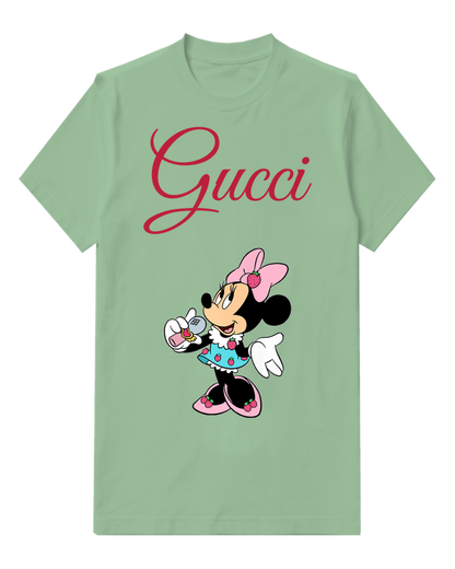 Sage Green Minnie Mouse Singing With Microphone Graphic T-Shirt - front product view