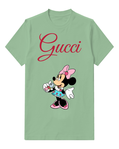 Sage Green Minnie Mouse Singing With Microphone Graphic T-Shirt - front product view