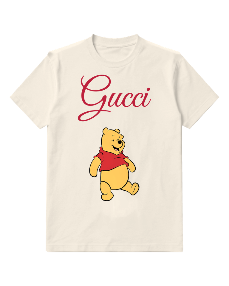 Ivory Winnie The Pooh Walking Forward Graphic T-Shirt - front product view