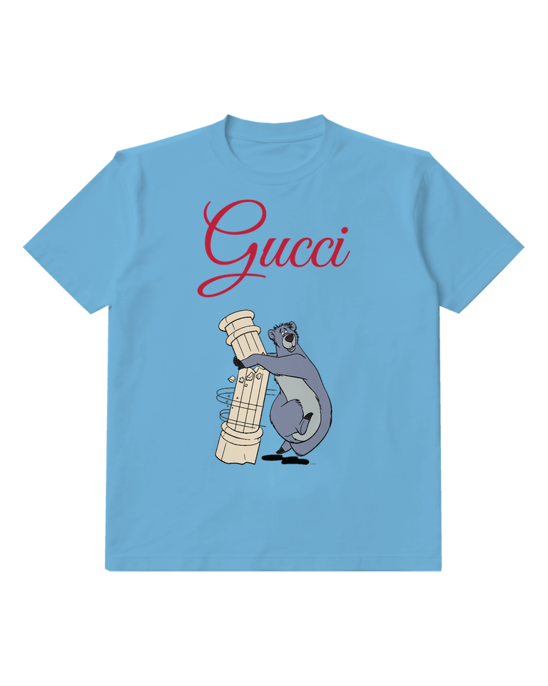 Dusty Blue Blue Bear Tall Book Stack Graphic T-Shirt - front product view