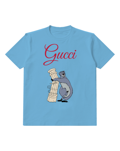 Dusty Blue Blue Bear Tall Book Stack Graphic T-Shirt - front product view
