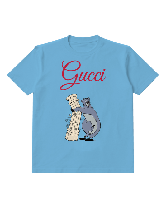 Dusty Blue Blue Bear Tall Book Stack Graphic T-Shirt - front product view