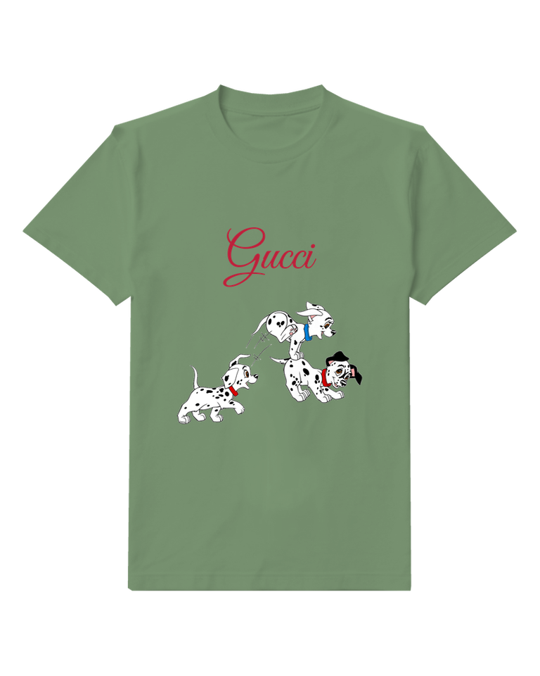 Sage Green Playful Spotted Puppy Group Graphic T-Shirt - front product view