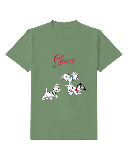 Sage Green Playful Spotted Puppy Group Graphic T-Shirt - front product view